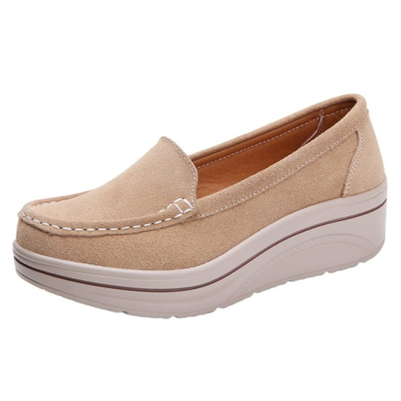 IUJSOY Slip on Platform Loafers for Women Wedge Casual Walking Shoes Suede Fashion Sneakers