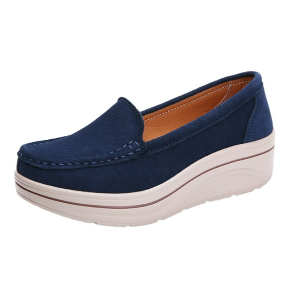 IUJSOY Slip on Platform Loafers for Women Wedge Casual Walking Shoes Suede Fashion Sneakers