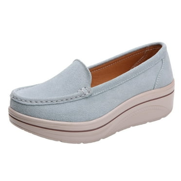 IUJSOY Slip on Platform Loafers for Women Wedge Casual Walking Shoes Suede Fashion Sneakers