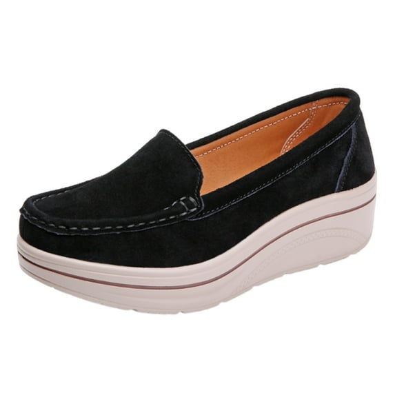 IUJSOY Slip on Platform Loafers for Women Wedge Casual Walking Shoes Suede Fashion Sneakers