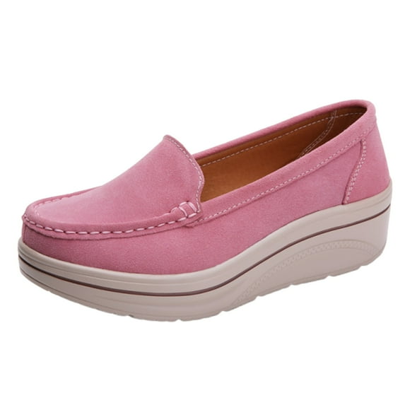 IUJSOY Slip on Platform Loafers for Women Wedge Casual Walking Shoes Suede Fashion Sneakers