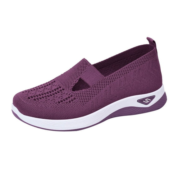 IUJSOY Slip on Walking Shoes Women Breathable Mesh Low Top Sneakers Soft Sole Arch Support