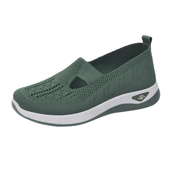 IUJSOY Slip on Walking Shoes Women Breathable Mesh Low Top Sneakers Soft Sole Arch Support
