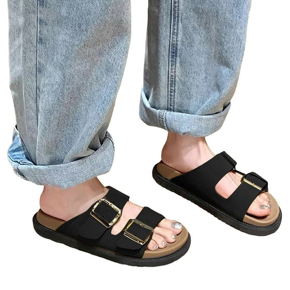 IUJSOY Slippers for Women Arch Support Slip on Shoes Non-Slip Adjustable Slides Open Toe Sandals