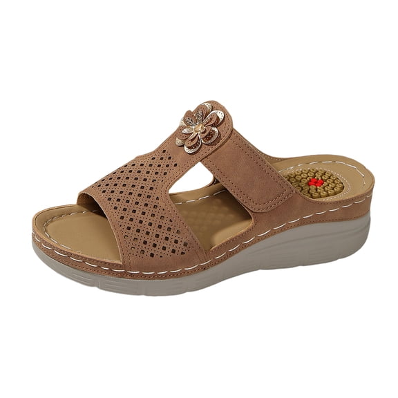 IUJSOY Slippers for Women Boho Orthopedic Wedge Sandals Comfort Open Toe Platform Slip on Shoes