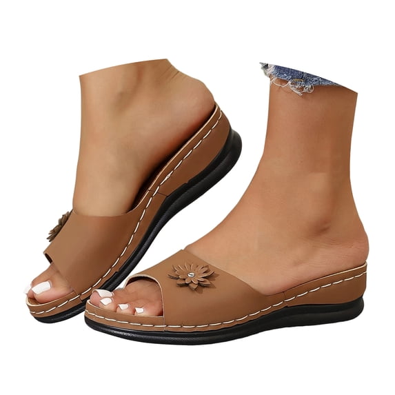 Mostsola Slippers for Women Comfort Arch Support Wedge Sandals Bohemian Slip on Slides Shoes