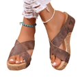 thumbnail image 1 of IUJSOY Slippers for Women Crisscross Strap Platform Sandals Peep Toe Slip on Wedge Sandals Slides, 1 of 9