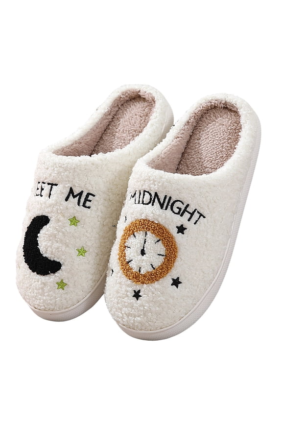 Slippers for Women Men Funny Print Pairable Slippers Comfy Fluffy Bedroom Indoor Slippers