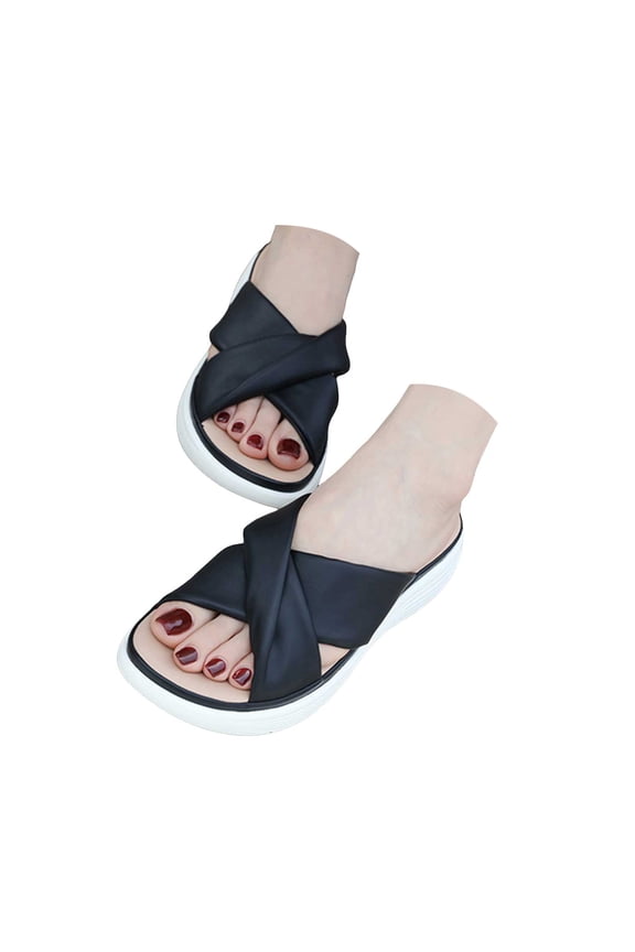 Slippers for Women Soft Cross Band Slip on Slides Shoes Arch Support Orthopedic Sandals
