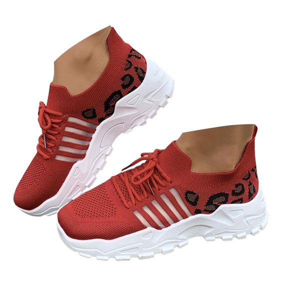 IUJSOY Sneakers for Women Knit Mesh Running Shoes Lace up Tennis Shoes Lightweight Sock Shoes