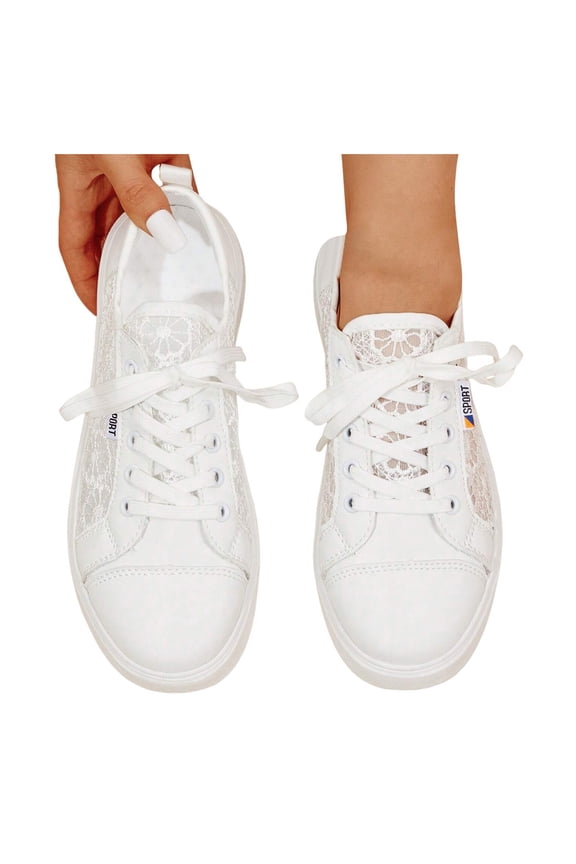 Sneakers for Women Lace Mesh Tennis Shoes Lace up Athletic Shoes Casual Flats Shoes
