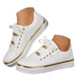 thumbnail image 1 of IUJSOY Sneakers for Women Lace up Tennis Shoes Trendy PU Leather Lightweight Walking Shoes, 1 of 8