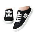 thumbnail image 1 of IUJSOY Sneakers for Women Slip on Canvas Shoes Mules Casual Black White Flats Walking Shoes, 1 of 7