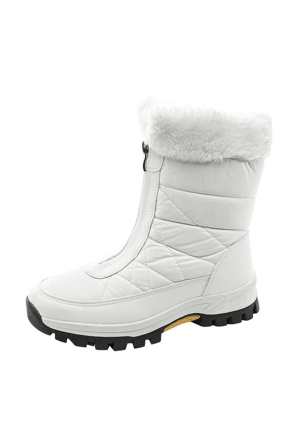 Snow Boots for Women Winter Waterproof Mid Calf Warm Furry Lined Outdoor Boots With Zipper