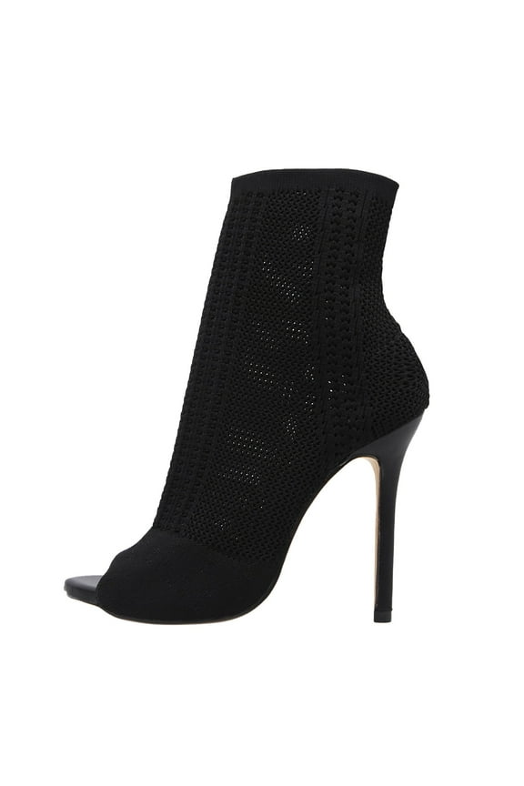 Stiletto for Women High Heel Open Toe Booties Knit Mesh Boots Sandals for Wedding Party Dress
