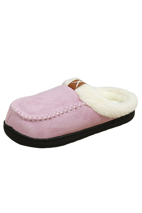 Suede House Slippers for Women Comfort Plush Slip on Shoes Furry Lined Fuzzy Slippers