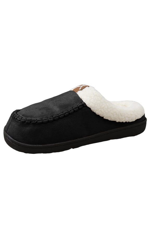 Suede House Slippers for Women Comfort Plush Slip on Shoes Furry Lined Fuzzy Slippers