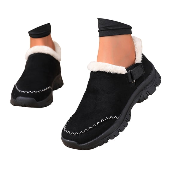 Mostsola Suede Winter Snow Boots for Women Lightweight Low Top Anti-Slip Slip on Ankle Boots