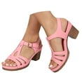 thumbnail image 1 of IUJSOY Summer Sandals for Women 2025 T-Strap Stacked High Heel Buckle Ankle Strap Dress Shoes, 1 of 5