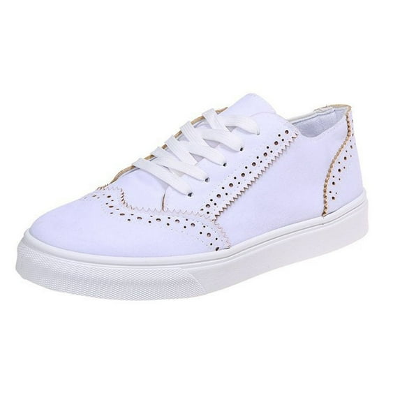 IUJSOY Tennis Shoes for Women Low Top Lace up Casual Sneakers Retro Travel Walking Shoes Flats