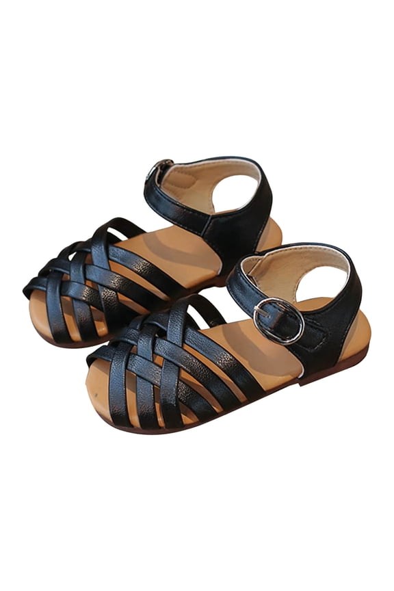 Toddler Girls Sandals Open Toe Strappy Gladiator Sandals Lightweight Flats Beach Shoes