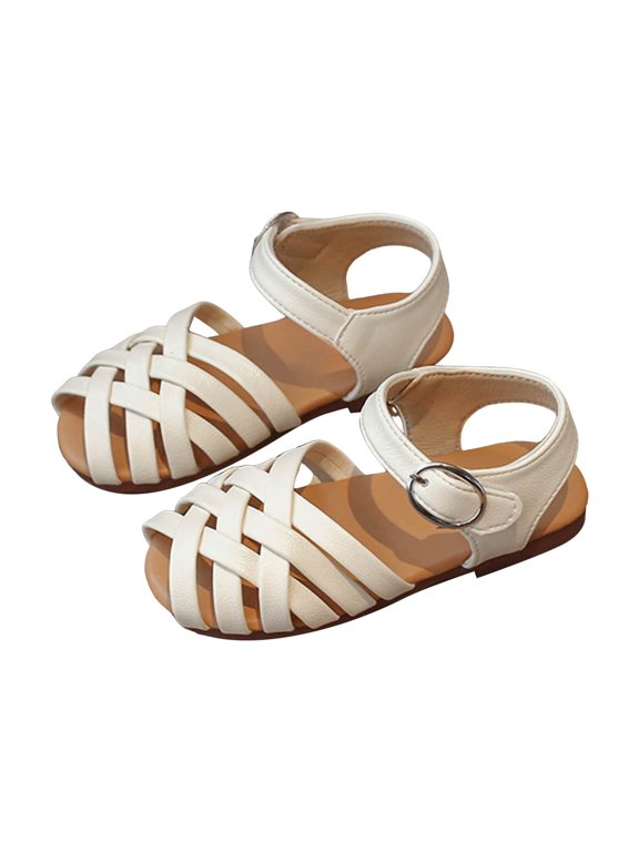 Toddler Girls Sandals Open Toe Strappy Gladiator Sandals Lightweight Flats Beach Shoes