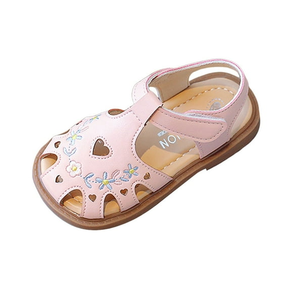 IUJSOY Toddler Girls Sandals Soft Sole Closed Toe Outdoor Beach Dress Shoes Princess Flat Shoes