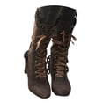 thumbnail image 1 of IUJSOY Victorian Boots for Women Elegant Lace Mid Calf Boots Dressy Lace up Mid Heel Booties, 1 of 7