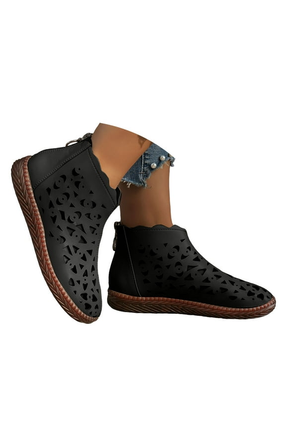 Walking Shoes Women Hollow out High Top Sneakers Casual Back Zipper Summer Ankle Boots