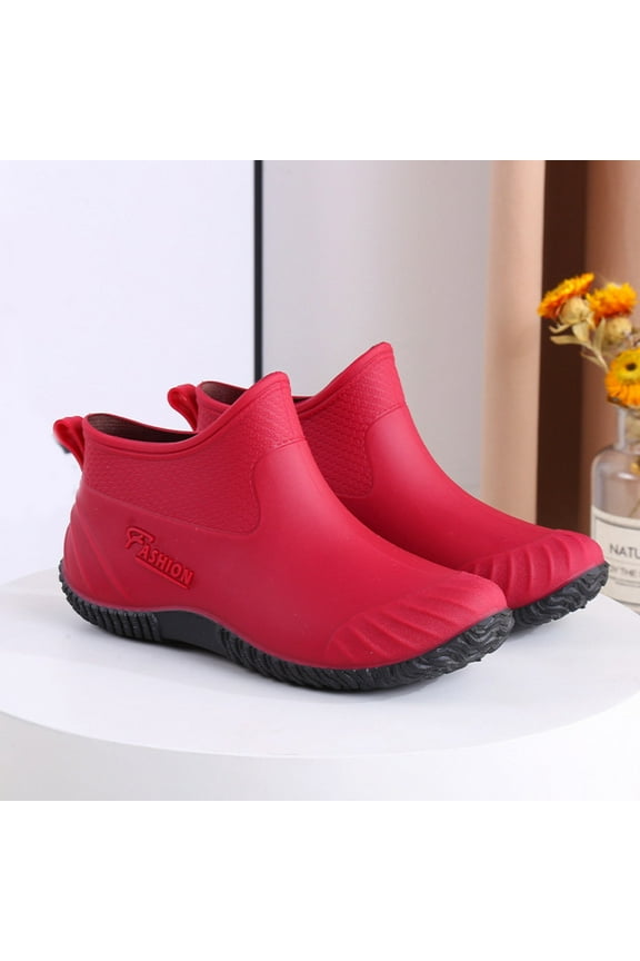 Waterproof Garden Shoes for Women Outdoor Slip on Rain Boots Rubber Short Ankle Booties