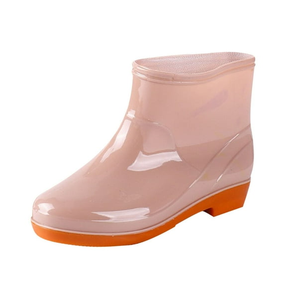 IUJSOY Waterproof Womens Rain Boots Insulated Rubber Garden Work Shoes Fashion Wide Calf Ankle Boots