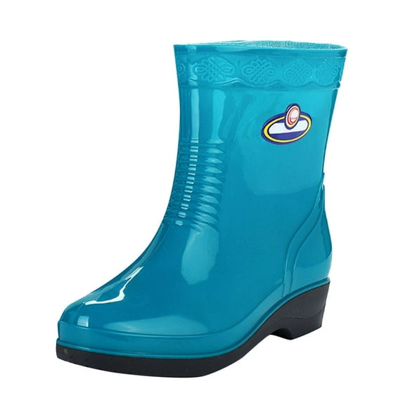 IUJSOY Waterproof Womens Rain Boots Insulated Rubber Garden Work Shoes Fashion Wide Calf Ankle Boots