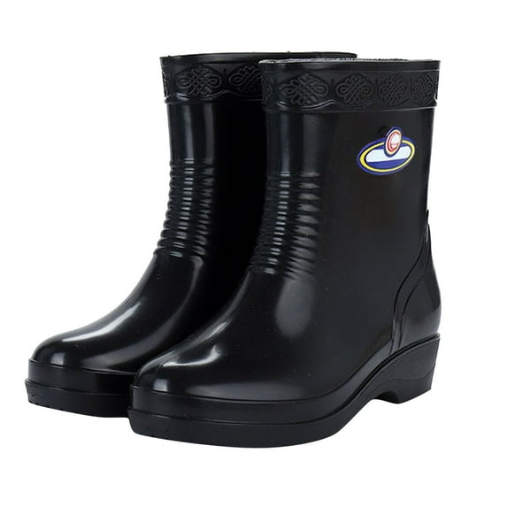 IUJSOY Waterproof Womens Rain Boots Insulated Rubber Garden Work Shoes Fashion Wide Calf Ankle Boots