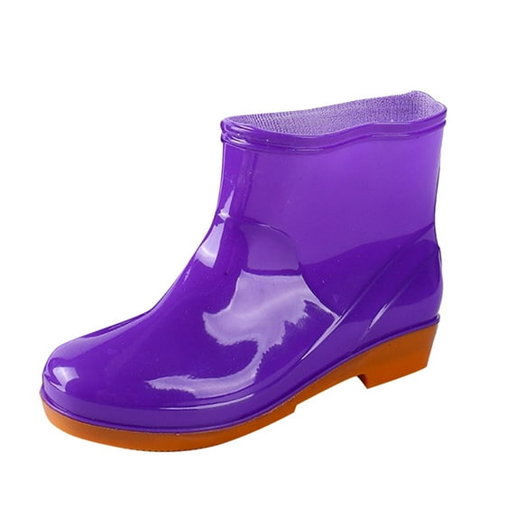 IUJSOY Waterproof Womens Rain Boots Insulated Rubber Garden Work Shoes Fashion Wide Calf Ankle Boots