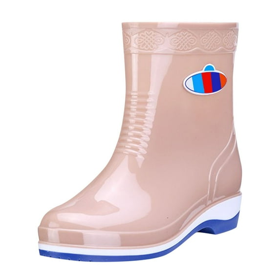 IUJSOY Waterproof Womens Rain Boots Insulated Rubber Garden Work Shoes Fashion Wide Calf Ankle Boots