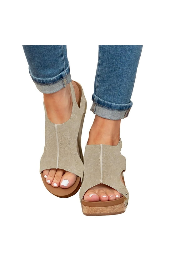 Wedge Sandals for Women Open Toe Platform Sandals Slingback Ankle Strap Summer Dress Shoes