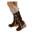 thumbnail image 1 of IUJSOY Winter Snow Boots for Women Trendy Suede Plush Wedge Knee High Boots Lace up High Heels, 1 of 8