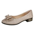 thumbnail image 1 of IUJSOY Women Low Heels Glitter Pumps Shoes Closed Toe Slip on Elegant Bowknot Ballet Shoes, 1 of 2