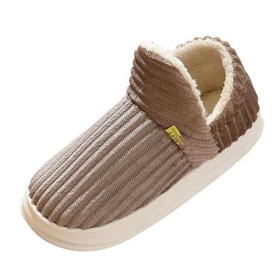 IUJSOY Women Men Warm Bootie Slippers Plush Indoor Outdoor Winter Slippers Thick Sole Shoes Coffee 8