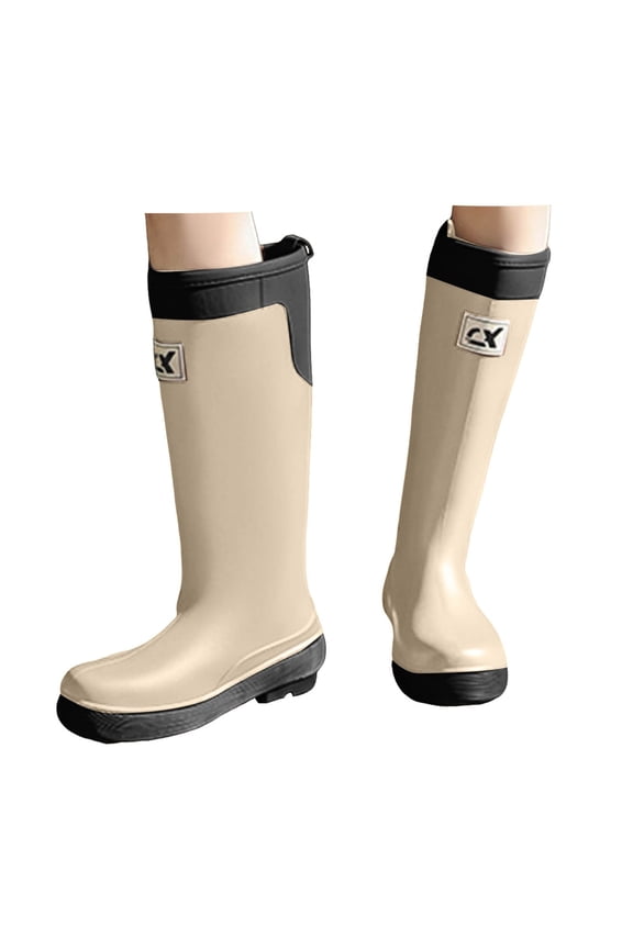 Women Rain Boots Black Waterproof Mid Calf Lightweight Cute Booties Fashion Work Garden Shoes