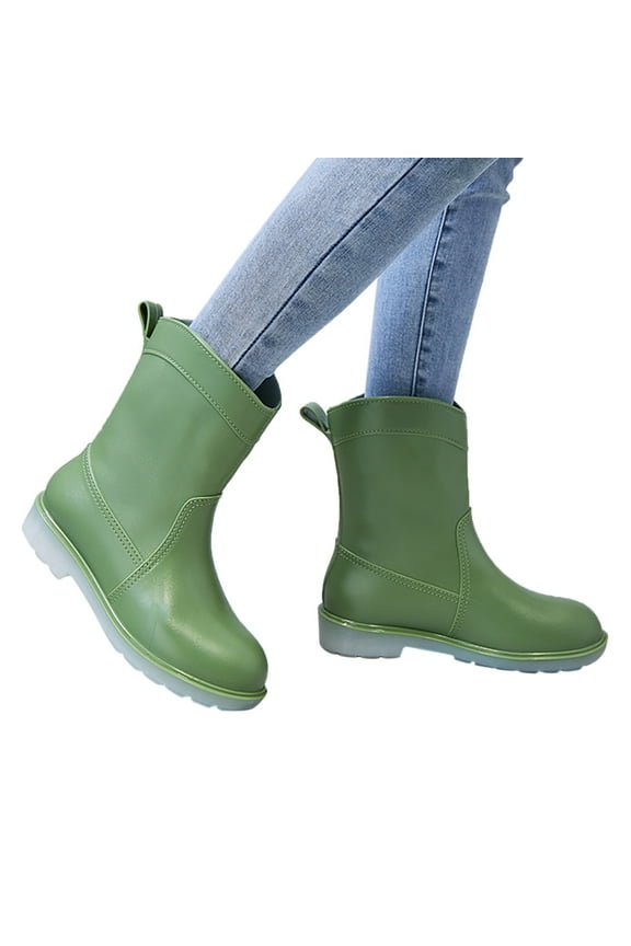 Women Rain Boots Waterproof Mid Calf Cowboy Boots Fashion Comfortable Garden Work Shoes