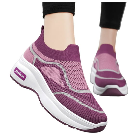 IUJSOY Women Walking Shoes Mesh Sneakers Non Slip Shoes Slip on Sock Sneakers Running Shoes