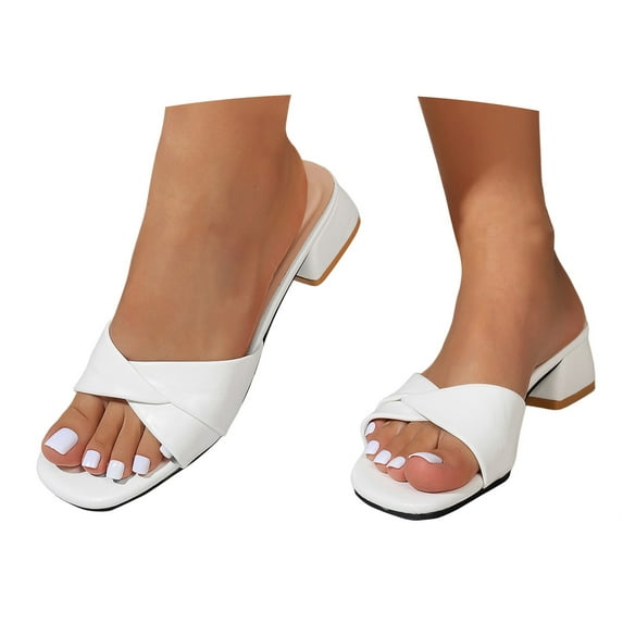 IUJSOY Women's Heeled Sandals Mules for Women Slip on Comfortable Low Block Pumps Shoes