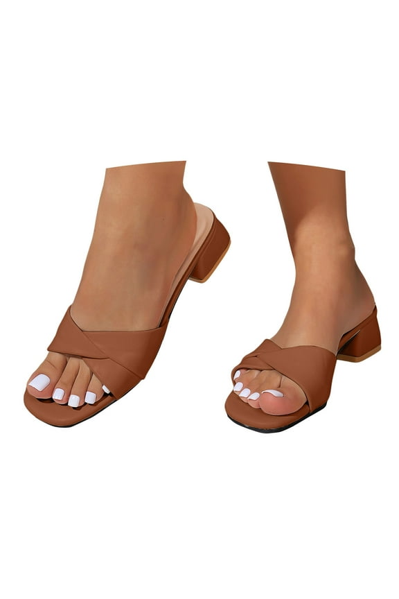 Women's Heeled Sandals Mules for Women Slip on Comfortable Low Block Pumps Shoes