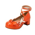 thumbnail image 1 of IUJSOY Women's Lolita Shoes Strappy Platform Block Heel Patent Leather Pumps with Bow, 1 of 8