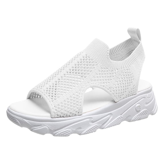 IUJSOY Women's Orthopedic Wedge Sandals Peep Toe Tennis Shoes Elastic Knit Mesh Cutout Sneakers