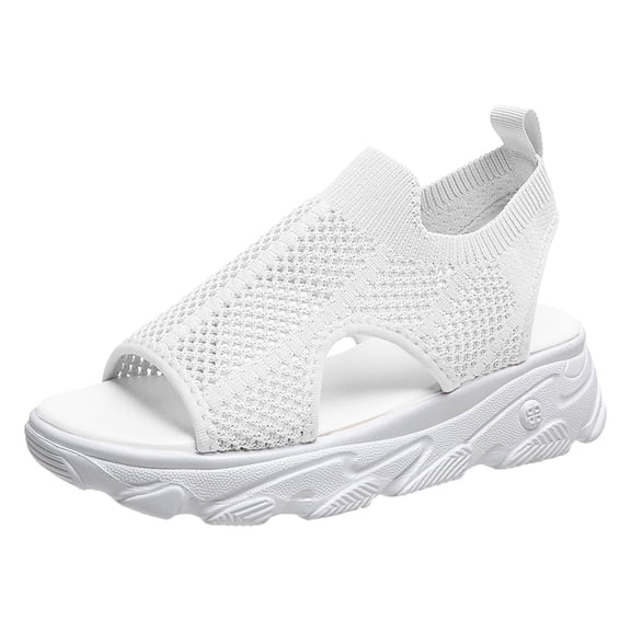 IUJSOY Women's Orthopedic Wedge Sandals Peep Toe Tennis Shoes Elastic Knit Mesh Cutout Sneakers