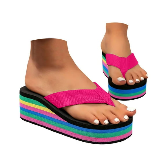 IUJSOY Women's Platform Flip Flops with Arch Support Comfortable Yoga Mat Wedge Thong Slippers