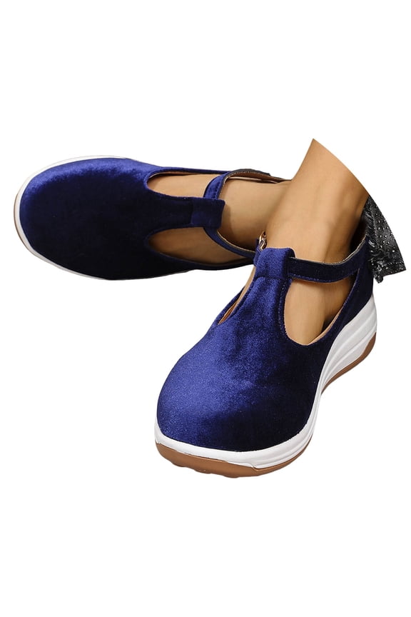 Women's Platform Loafers T Strap Low Heel Mary Jane Flats Casual Walking Shoes