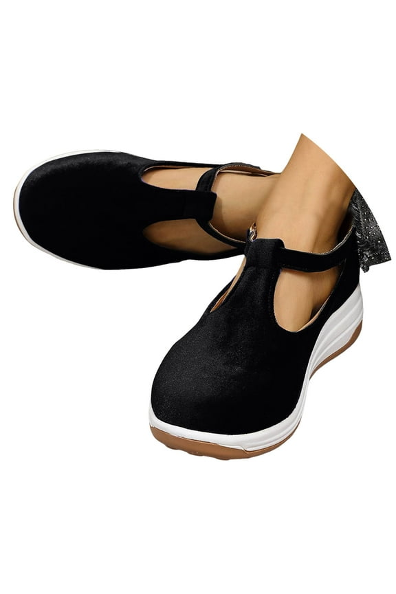 Women's Platform Loafers T Strap Low Heel Mary Jane Flats Casual Walking Shoes